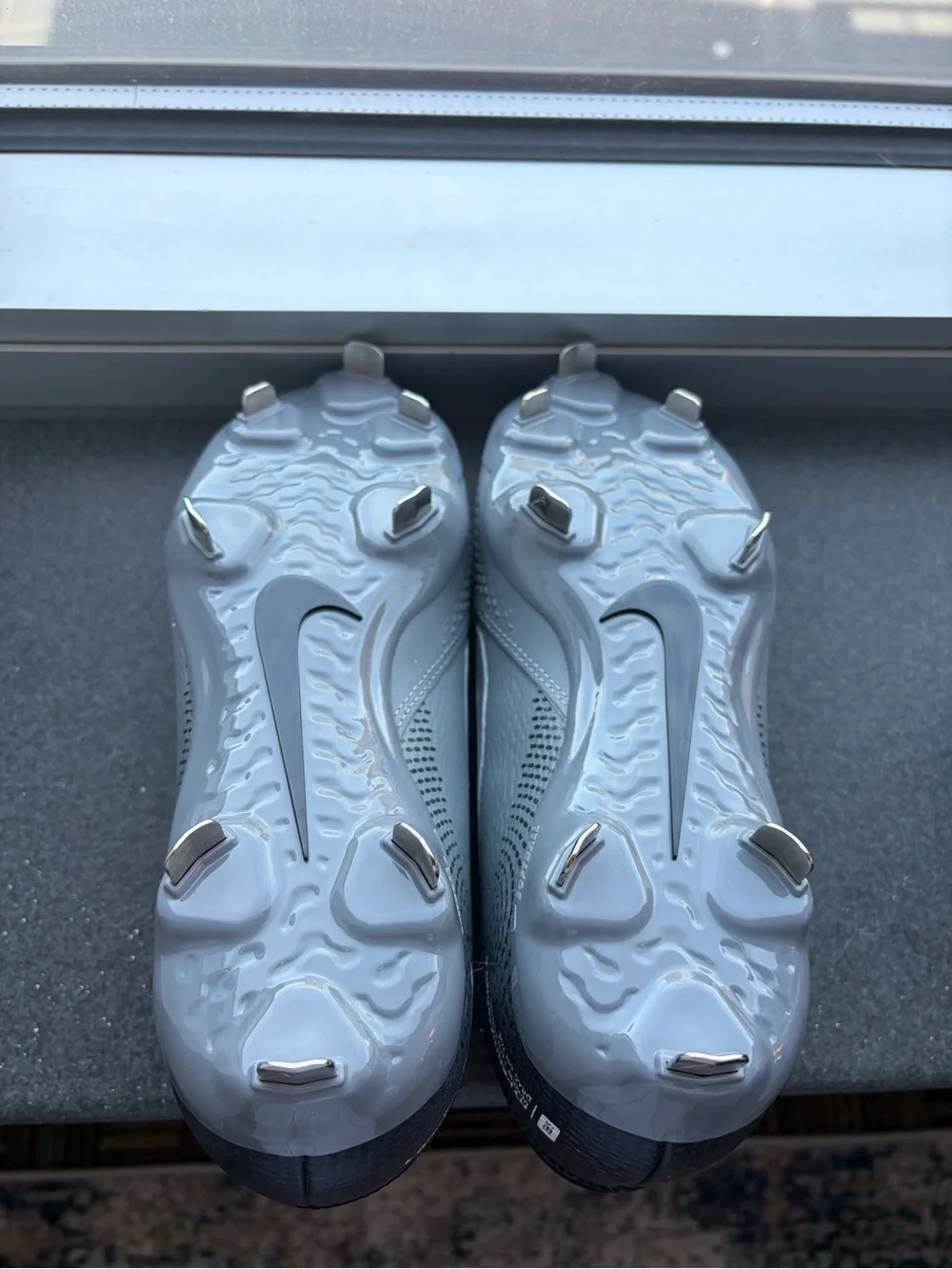 Nike Renew Softball Grey Metal Athletic Cleats with White Swoosh